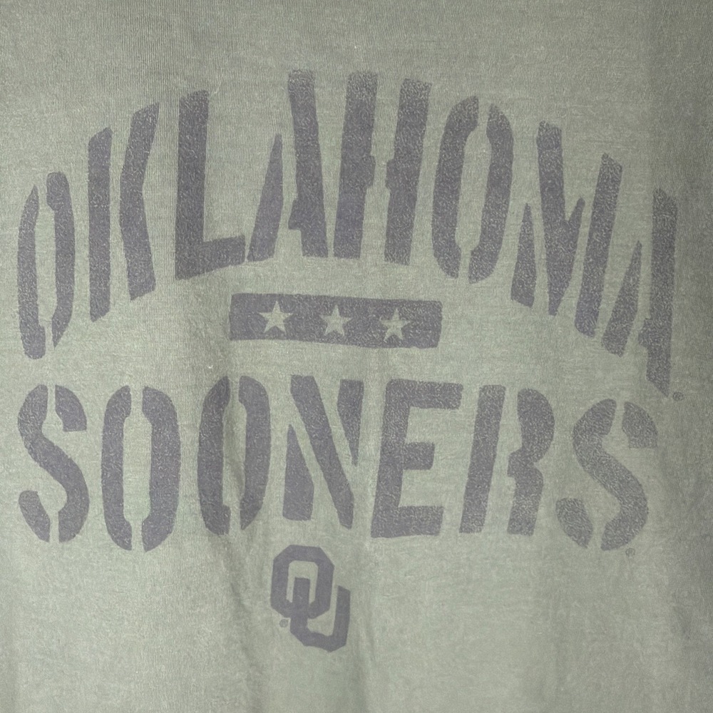 Fanatics Oklahoma Sooners Women's T-Shirt Green Crewneck NCAA OU Logo Size L